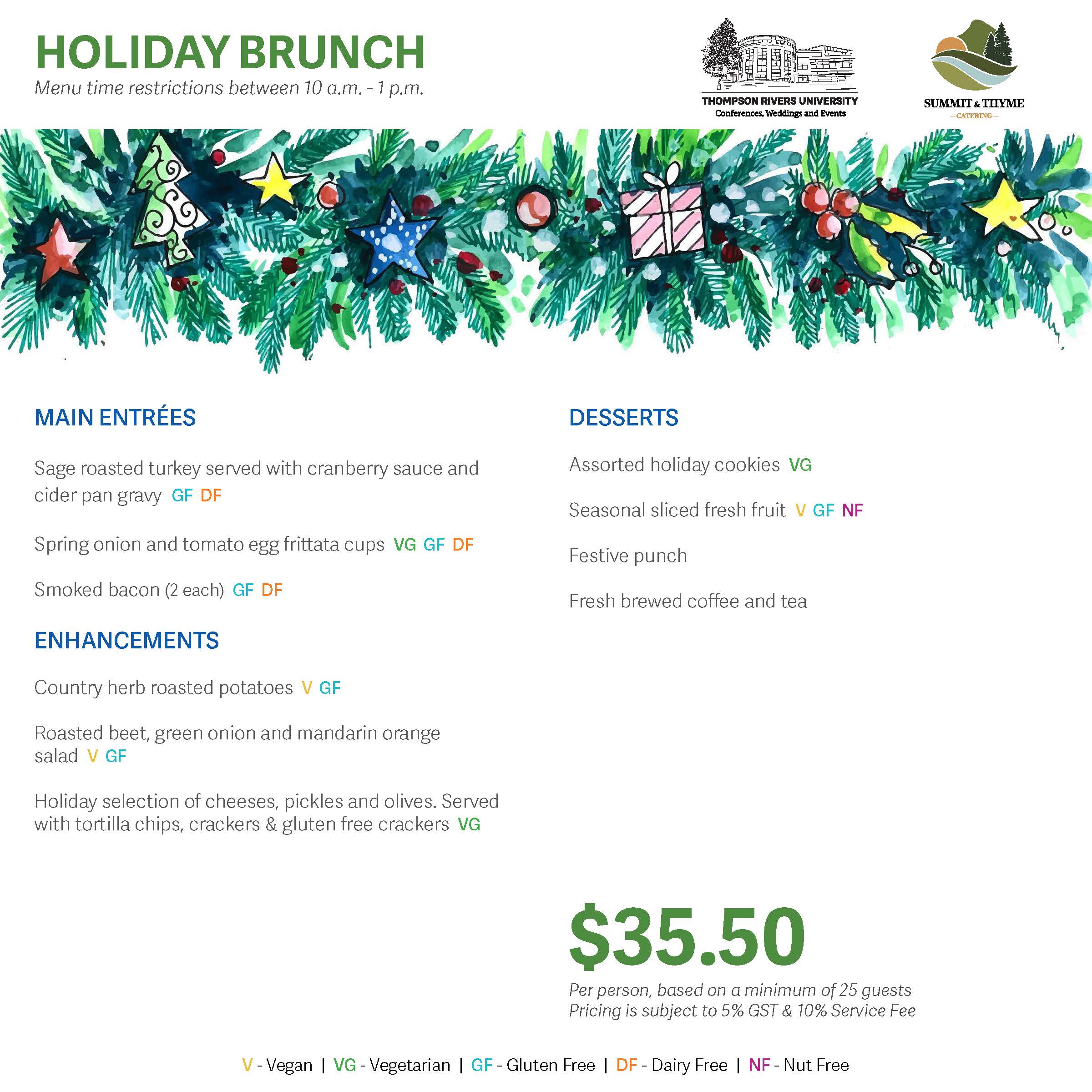 Holiday brunch menu