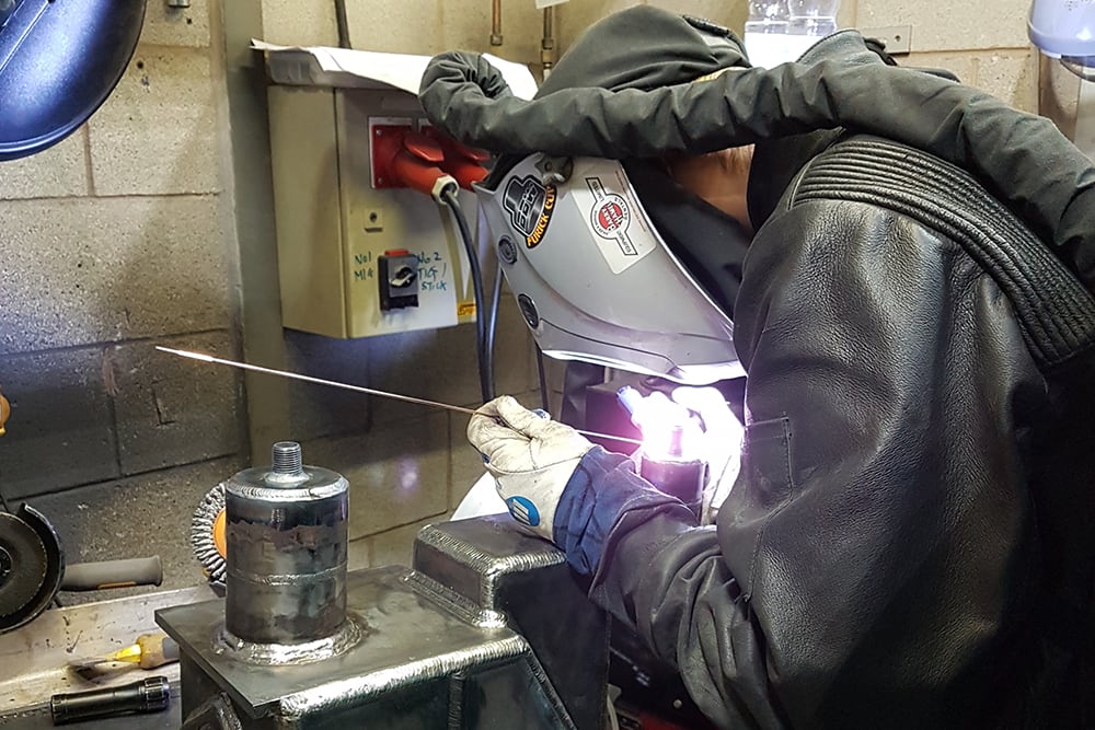 Student welding